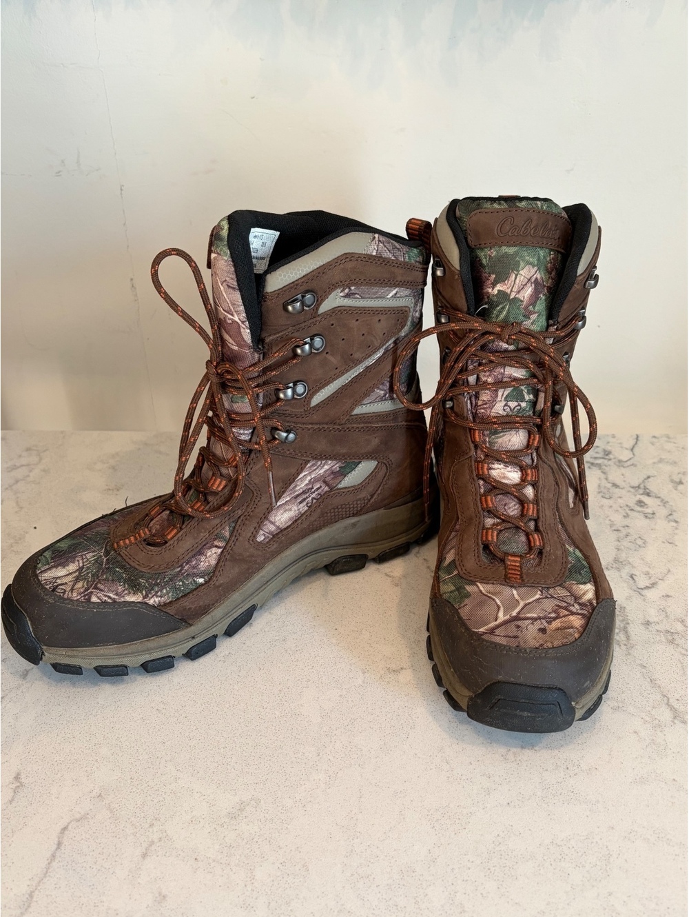 Cabela's Men's Size 11 D Brown Leather Camo Lace Up Hunting Hiking Boots